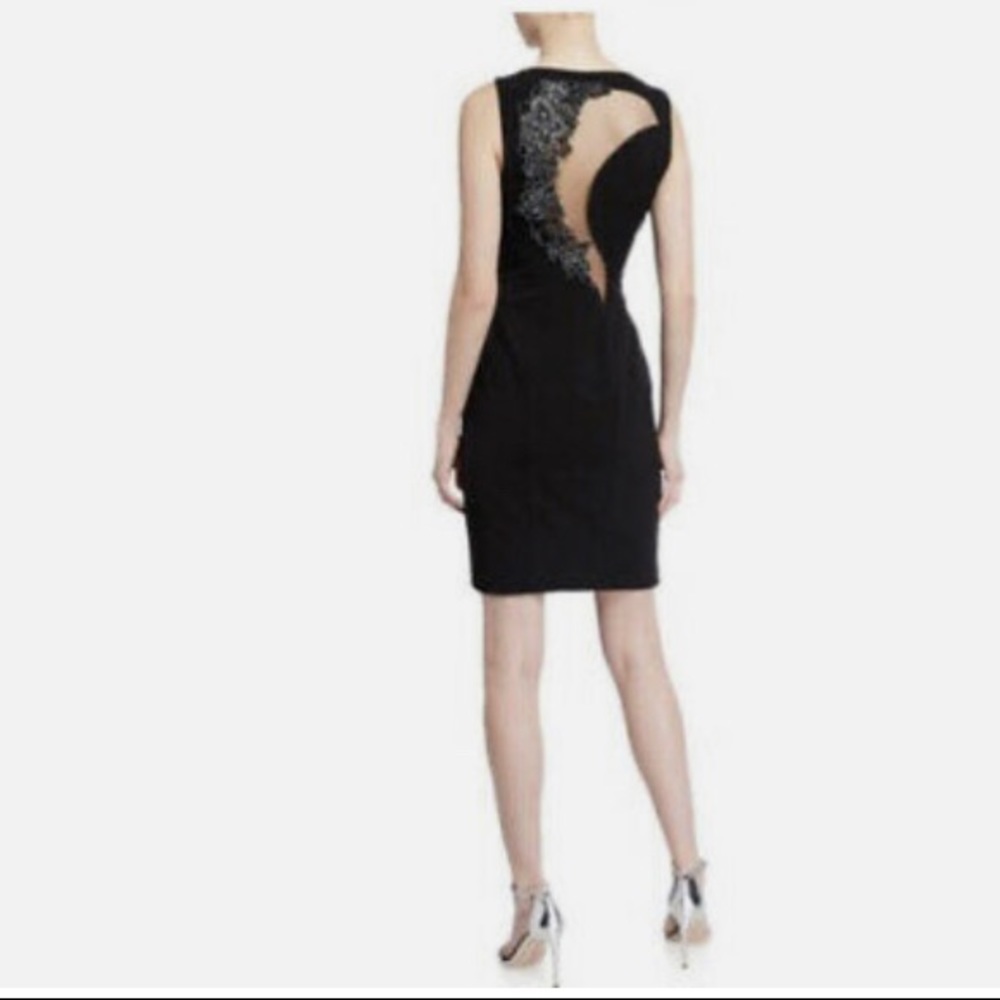 (Theia) Beaded Open Back Crepe Cocktail Dress - NWT!